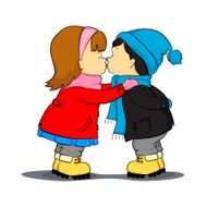 girl kissing boy