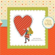Funny girl with hearts Doodle cartoon character N28
