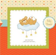 baby shower card with sleepy teddy bear N7