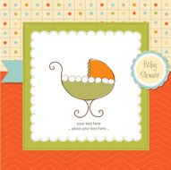 baby shower card with stroller N2