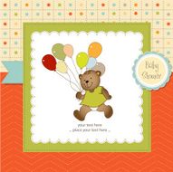 baby shower card with cute teddy bear N57