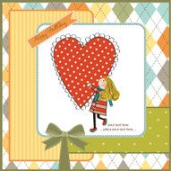 Funny girl with hearts Doodle cartoon character N29