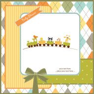 baby shower card with toy train N13