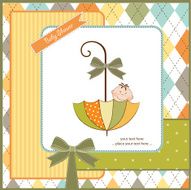 baby shower card with umbrella N11