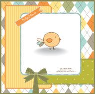 new baby announcement card with chicken N12