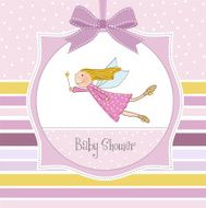 welcome baby girl card with little fairy