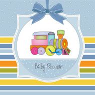 baby shower card with toy train N14