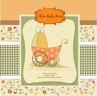 baby shower card with cute stroller N2