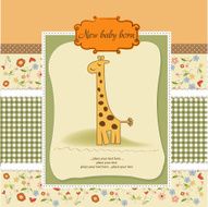 new baby announcement card with giraffe N48