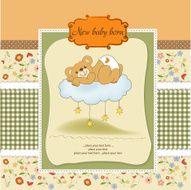 baby shower card with sleepy teddy bear N8
