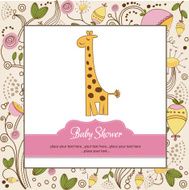 new baby announcement card with giraffe N49