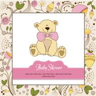 baby shower card with teddy bear toy N62