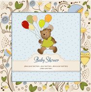baby shower card with cute teddy bear N64