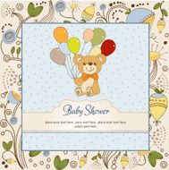 baby shower card with cute teddy bear N65