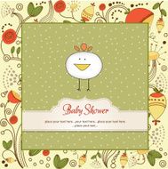 new baby announcement card with chicken N15