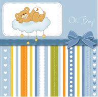 baby shower card with sleepy teddy bear N9