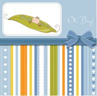 little boy sleeping in a pea been baby announcement card N27