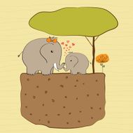 baby shower card with elephant and his mother