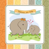 baby shower card with elephant and his mother N4