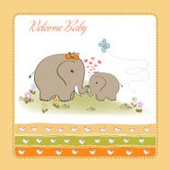 baby shower card with elephant and his mother N6