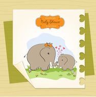 baby shower card with elephant and his mother N7