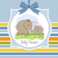 baby shower card with elephant and his mother N8