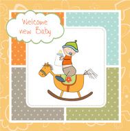 baby boy shower with wood horse toy N7