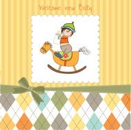 baby boy shower with wood horse toy N8