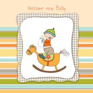 baby boy shower with wood horse toy N9