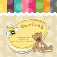 baby shower card with teddy bear toy N69