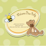 baby shower card with teddy bear toy N75