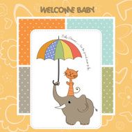 baby shower card with funny elephant and little cat N2