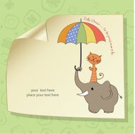 baby shower card with funny elephant and little cat N6