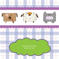 baby shower card with funny cube animals