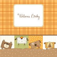 baby shower card with funny cube animals N5