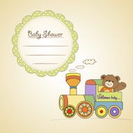 baby shower card with teddy bear and train toy N5