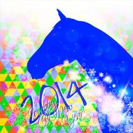 Happy New Year card or background with horse N2