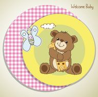 baby shower card with teddy bear and his toy N2