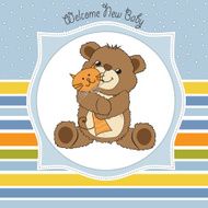 baby shower card with teddy bear and his toy N4