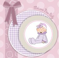 Baby girl announcement card N43