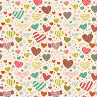 Decorative seamless pattern with hearts and flowers