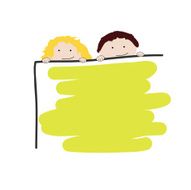 children with school board vector illustration