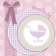 delicate baby girl announcement card