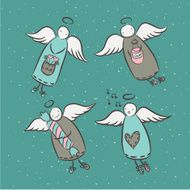 Postcard with cartoon angels