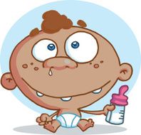 African American Baby Holding A Bottle With Background
