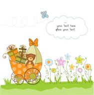 new baby announcement card with pram N2