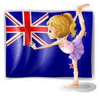 flag of New Zealand with the gymnast