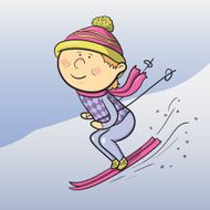 Vector cartoon skier N2