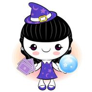 Tarot witch kid hitting points Halloween Character Design