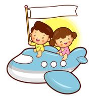 Boys And Girls Traveling On A Plane Childrens Character Design N2